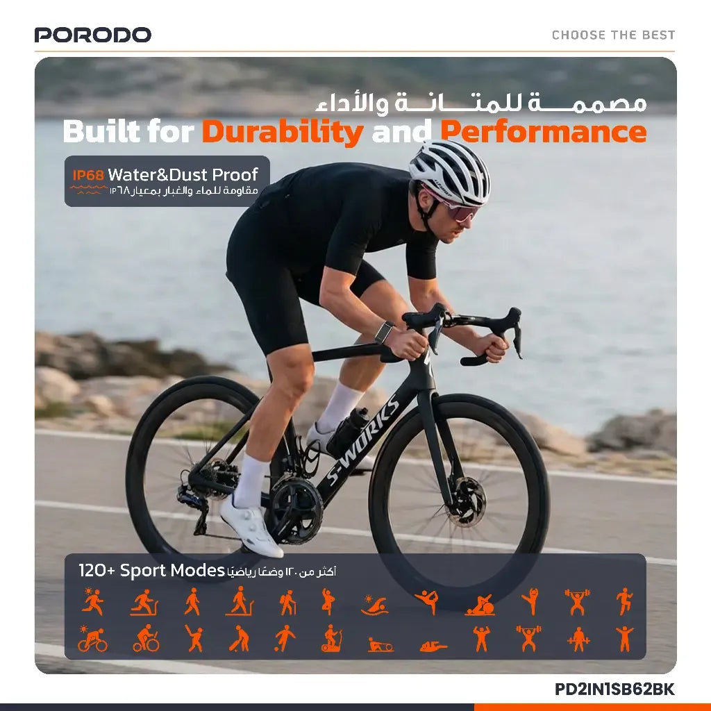 Porodo ActiveX Smart Fitness Band & Earbuds