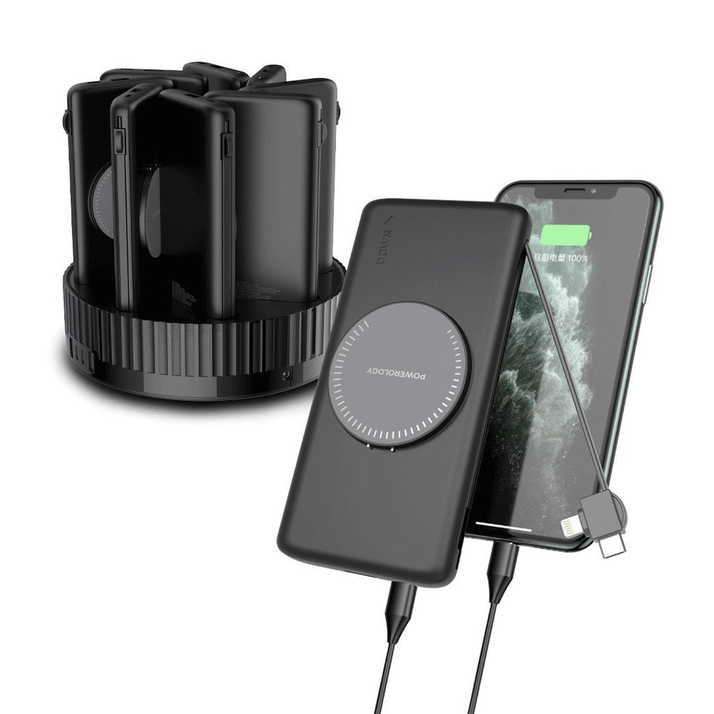 Powerology 8 in 1 Station 10000 mAh Pd 120W Qc Wireless Powerbank - Black