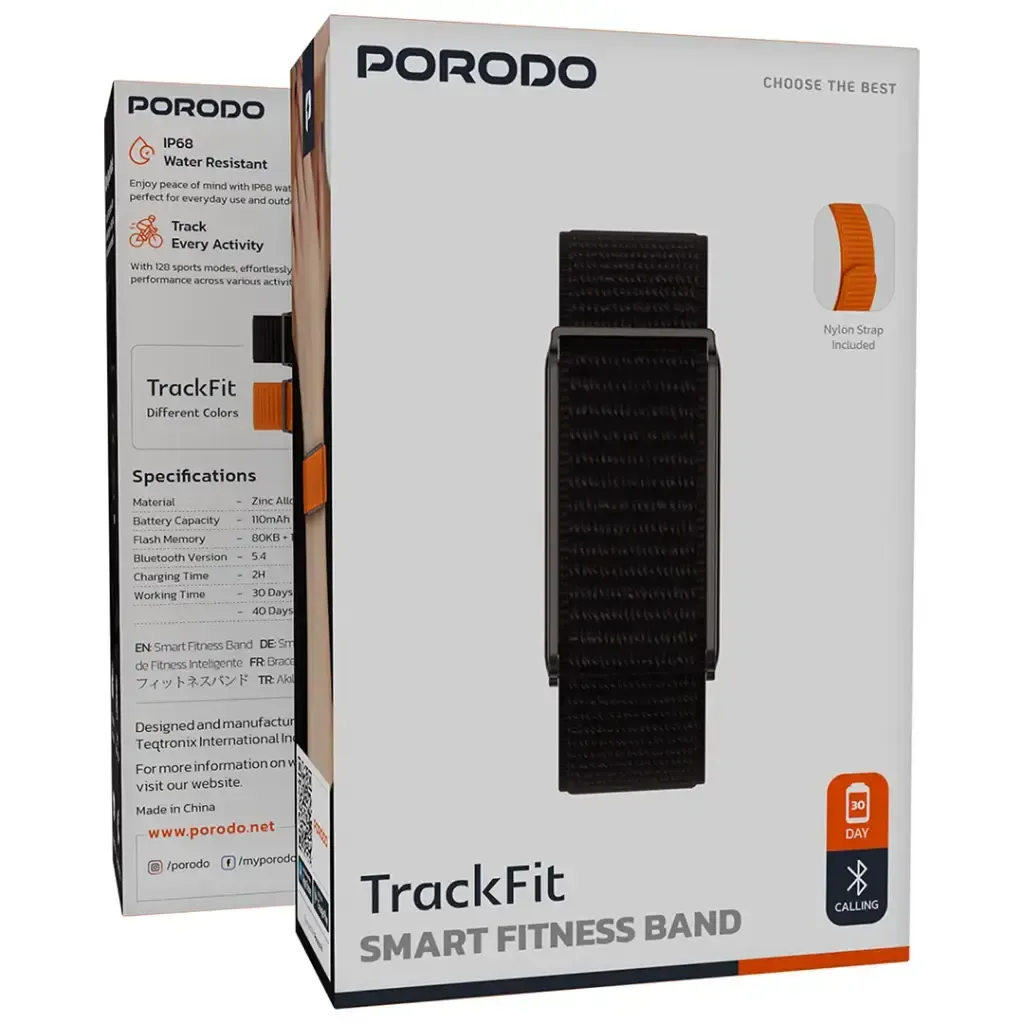 Porodo TrackFit Smart Fitness Band - Black