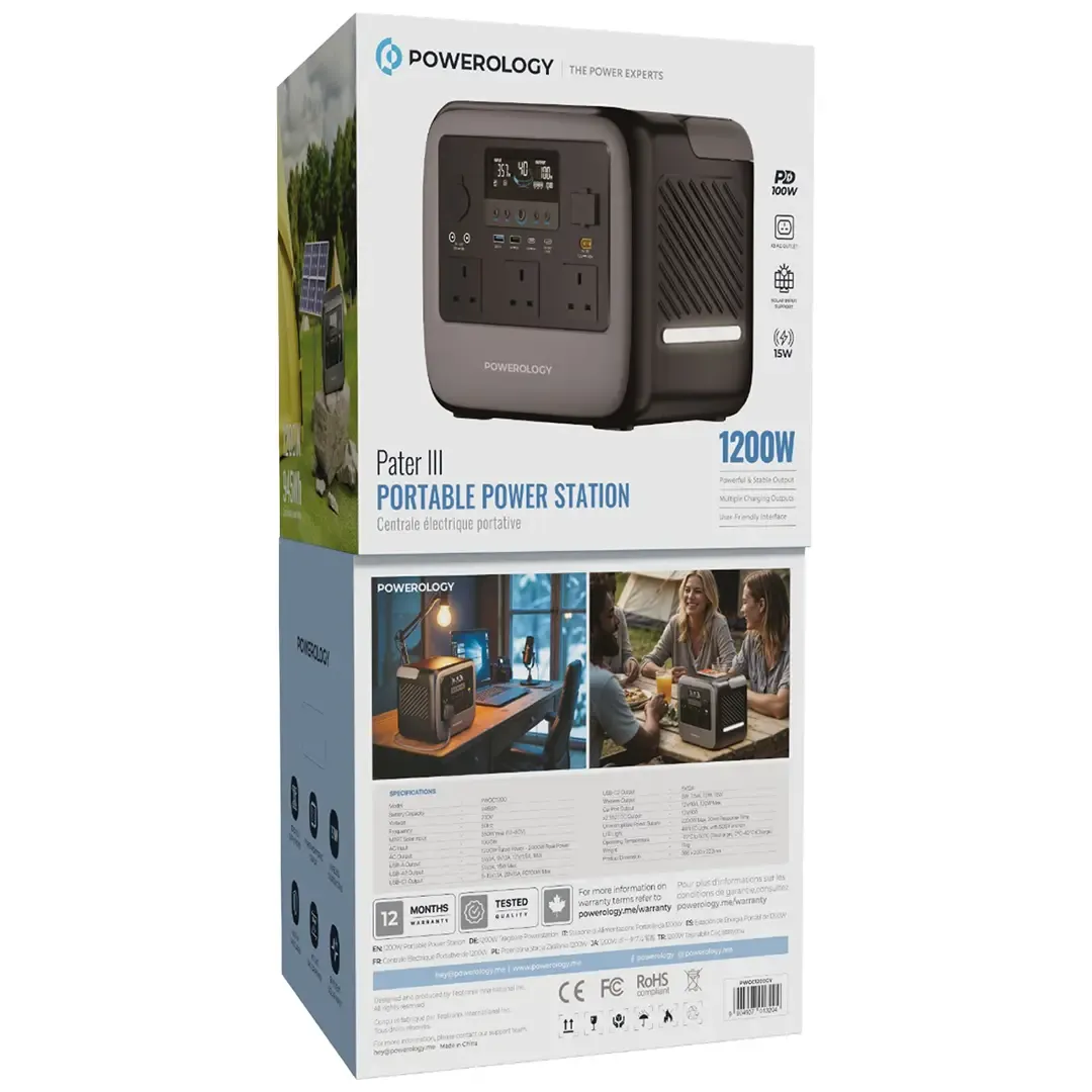 Powerology Pater III Portable 945Wh Generator 1200W - Grey