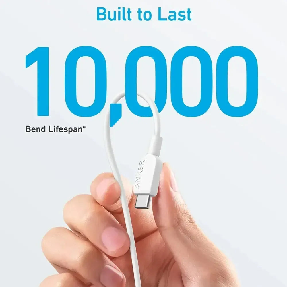 Anker Charger 20W 2-Port Usb-C Cable 5ft White