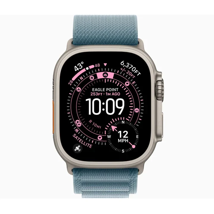 Apple Watch Ultra 3 GPS + Cellular 49mm Natural Titanium Case with Light Blue Alpine Loop - Medium