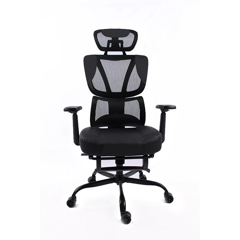 Black Bull Mesh Office And Gaming Chair With Footrest - Black