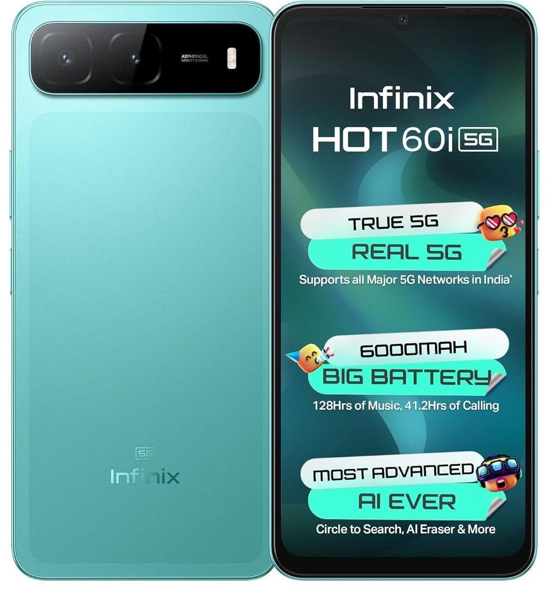 Infinix HOT 60i 5G, MediaTek Dimensity 6400, 4GB RAM, 128GB, 6.75