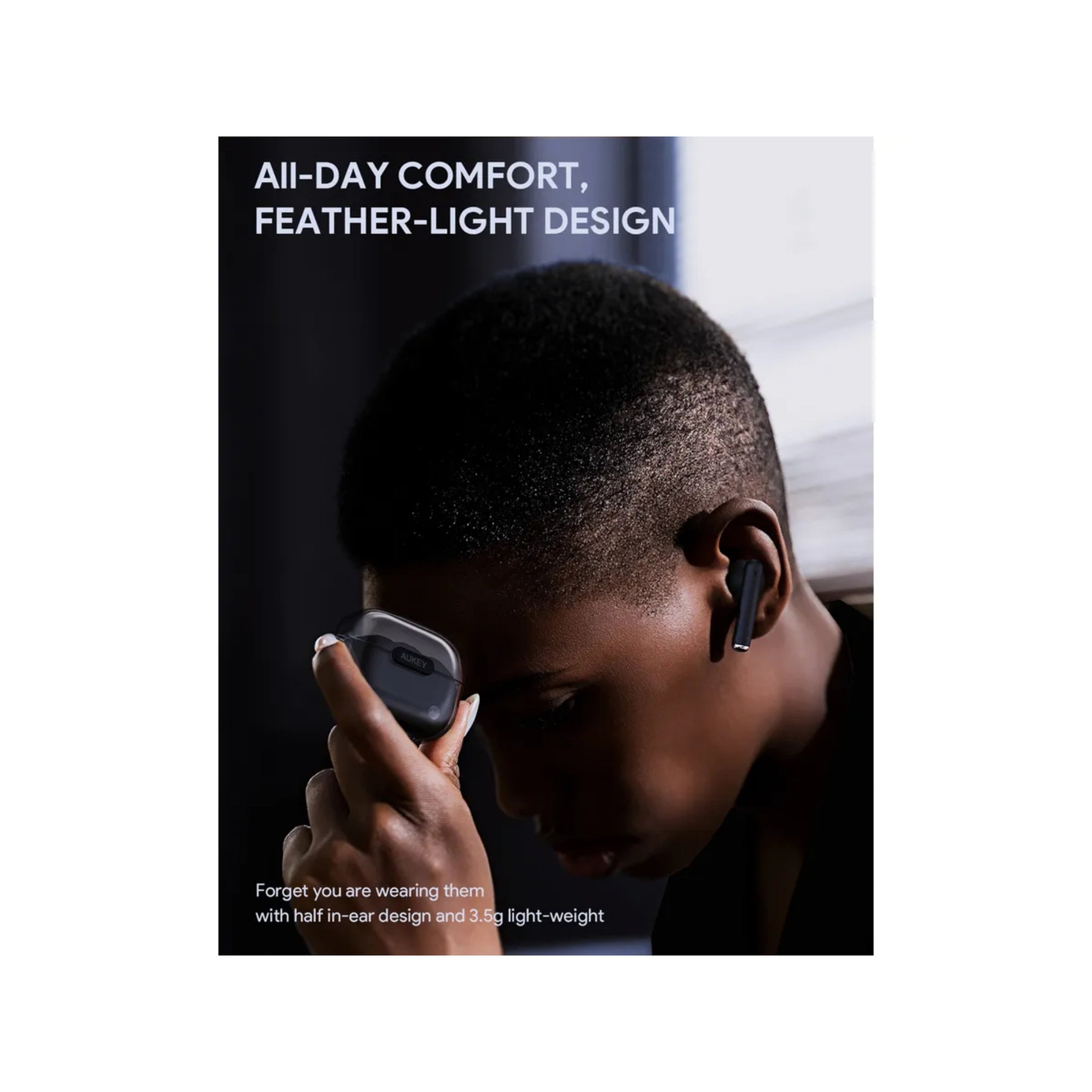 سماعات أذن لاسلكية حقيقية Aukey - أسود