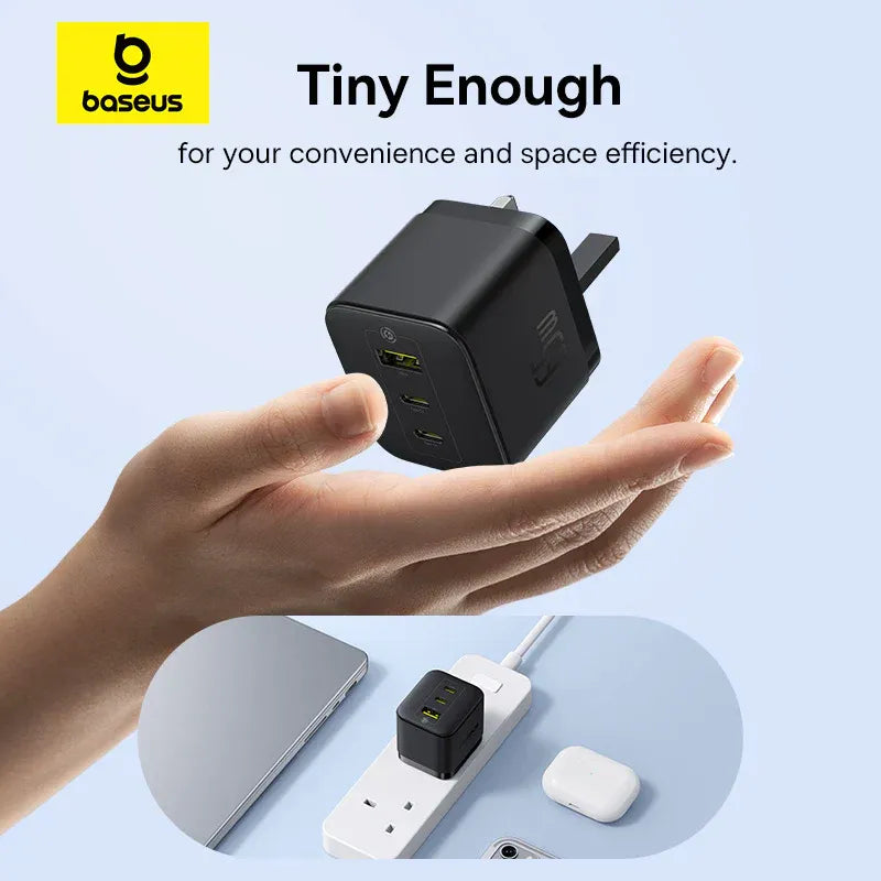 Baseus Palm Fast Charger 2C+U 65W - Cluster Black (with Baseus Cable USB-C to USB-C 100W)