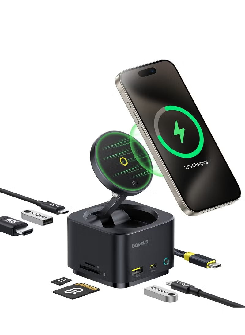 Baseus MagPro II 7-in-1 HUB Magnetic Wireless Charging 15W - Cosmic Black
