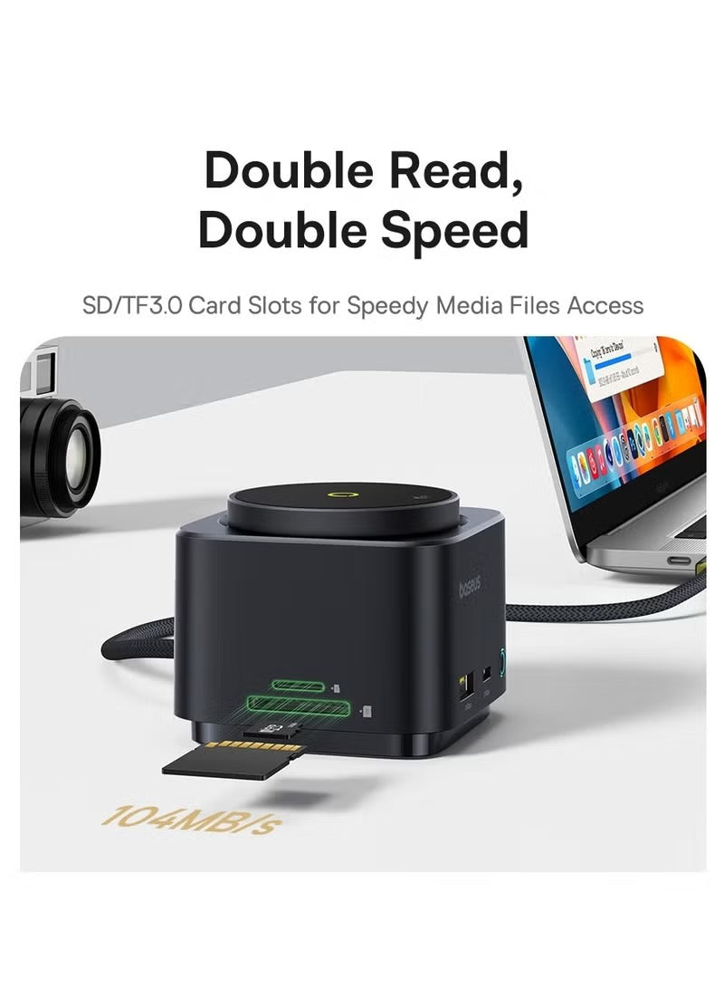 Baseus MagPro II 7-in-1 HUB Magnetic Wireless Charging 15W - Cosmic Black