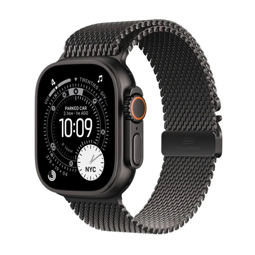 Apple Watch Ultra 3 GPS + Cellular 49mm Black Titanium Case with Black Titanium Milanese Loop – Medium