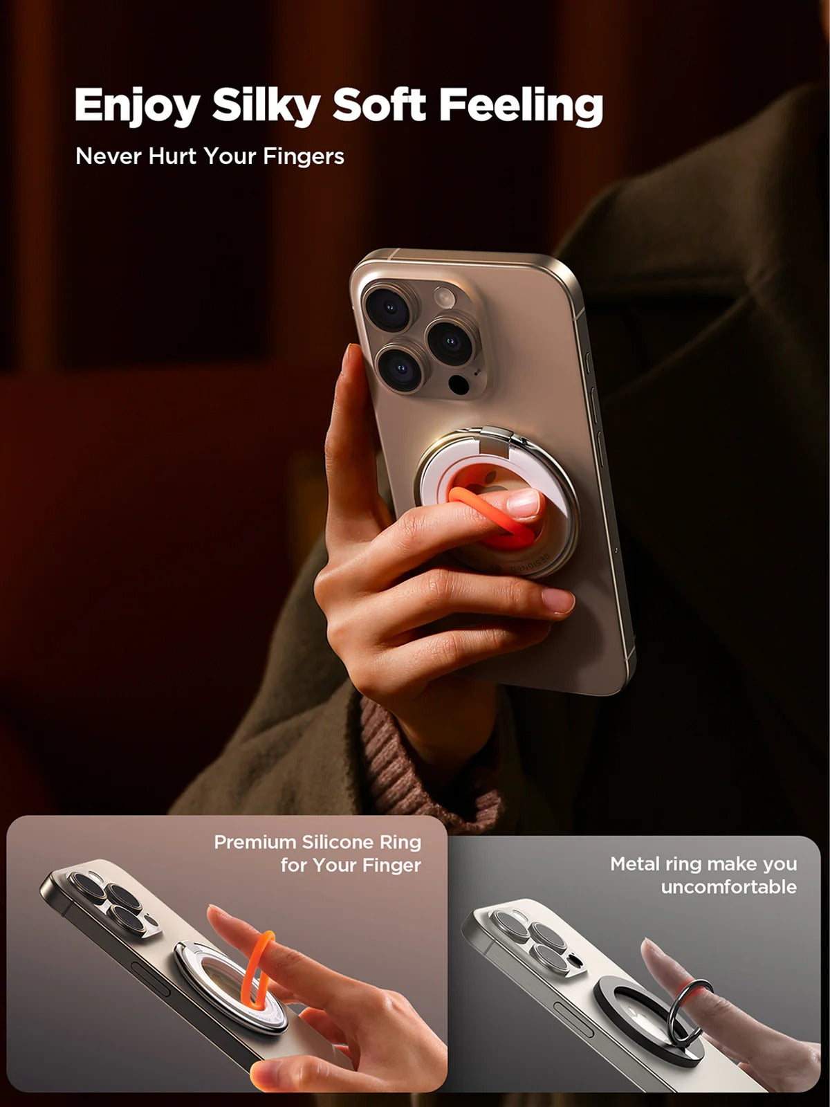 Joryroom-ZS383 Magnetic Ring Holder-Orange