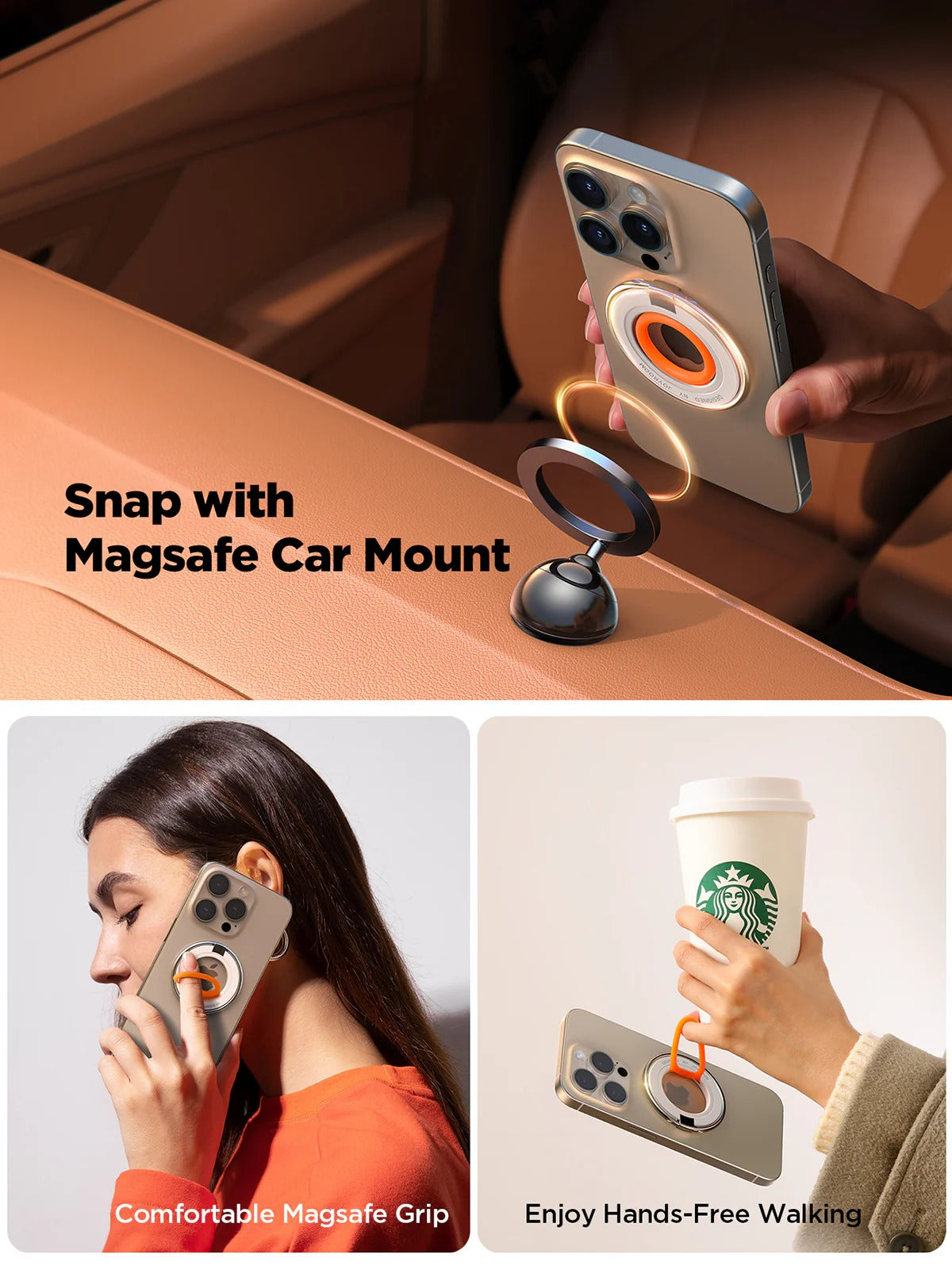 Joryroom-ZS383 Magnetic Ring Holder-Orange