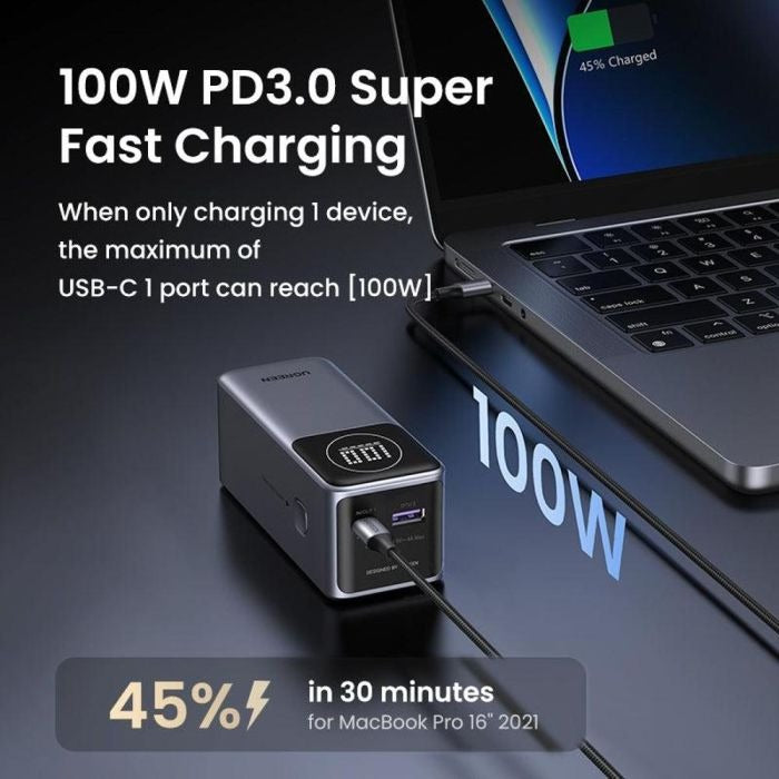 UGreen 12000mAh PD Fast Charging Power Bank 100W with USB-C and USB-A Ports