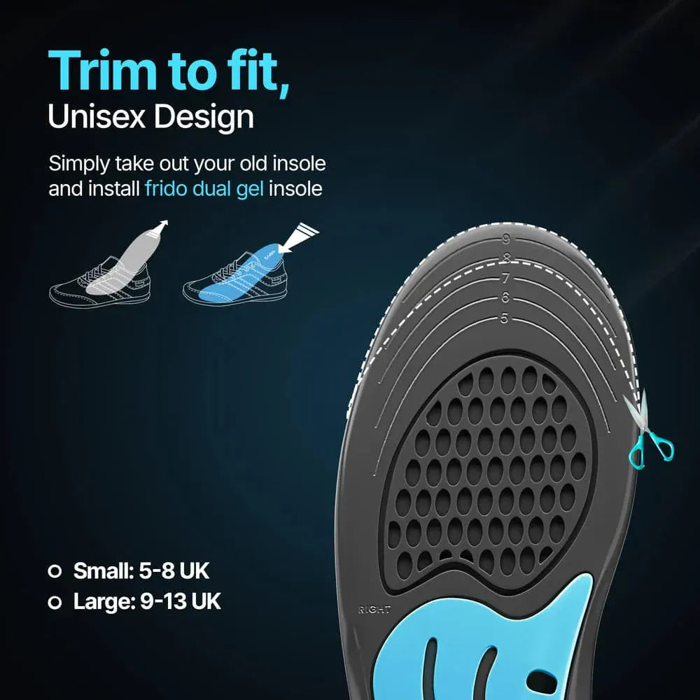 Frido Dual Gel Insoles (Size 5 to 8 UK)