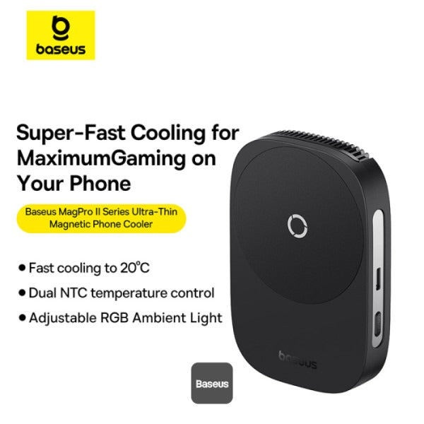 Baseus MagPro II Series Ultra-Thin Magnetic Phone Cooler (with Wireless Charger) - Cosmic Black