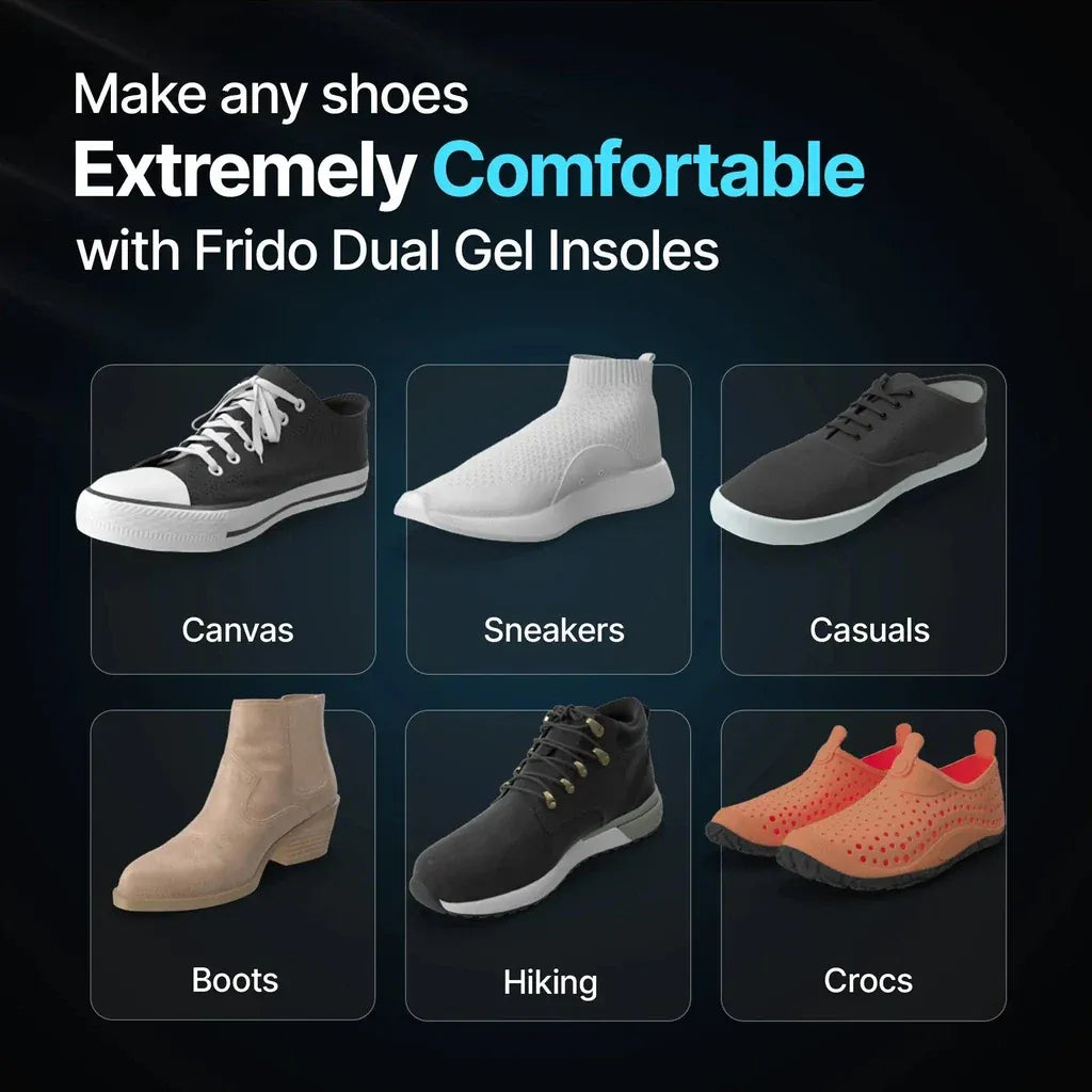Frido Dual Gel Insoles (Size 5 to 8 UK)