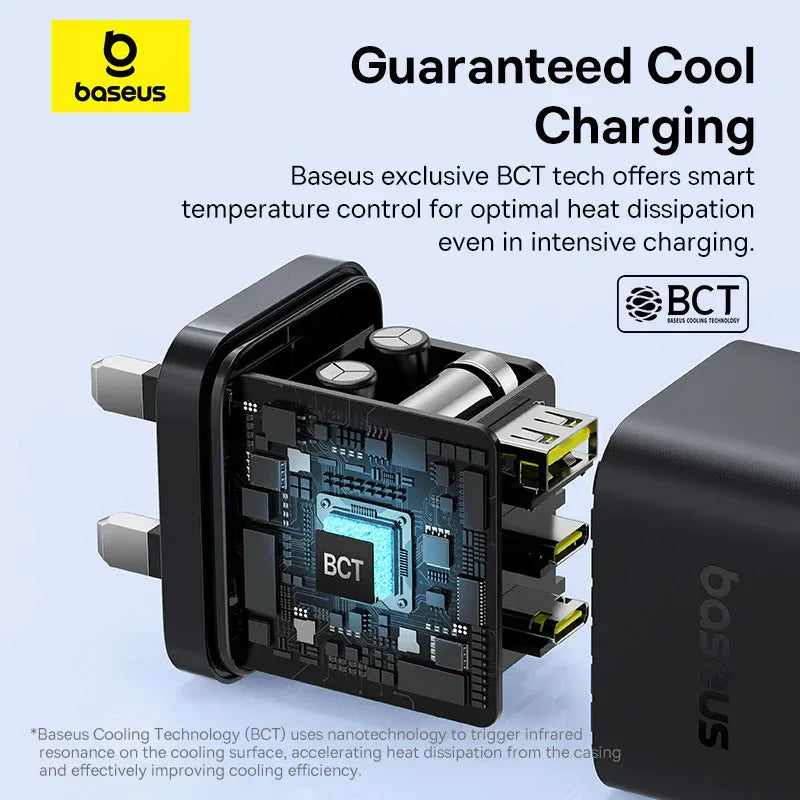 Baseus Palm Fast Charger 2C+U 65W - Cluster Black (with Baseus Cable USB-C to USB-C 100W)