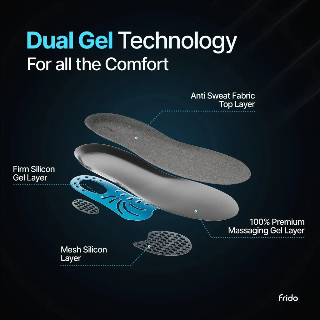 Frido Dual Gel Insoles (Size 5 to 8 UK)