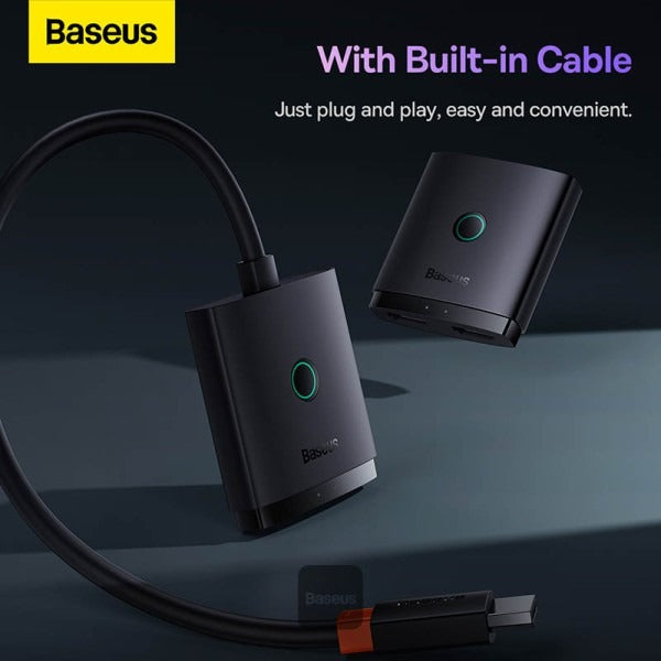 Baseus AirJoy Series 2-in-1 Bidirectional HDMI Switch with 1m Cable - Cluster Black