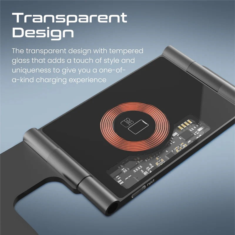 3 in 1 Ultra-Slim Transparent Foldable 15W Magsafe Compatible Wireless Charging Station