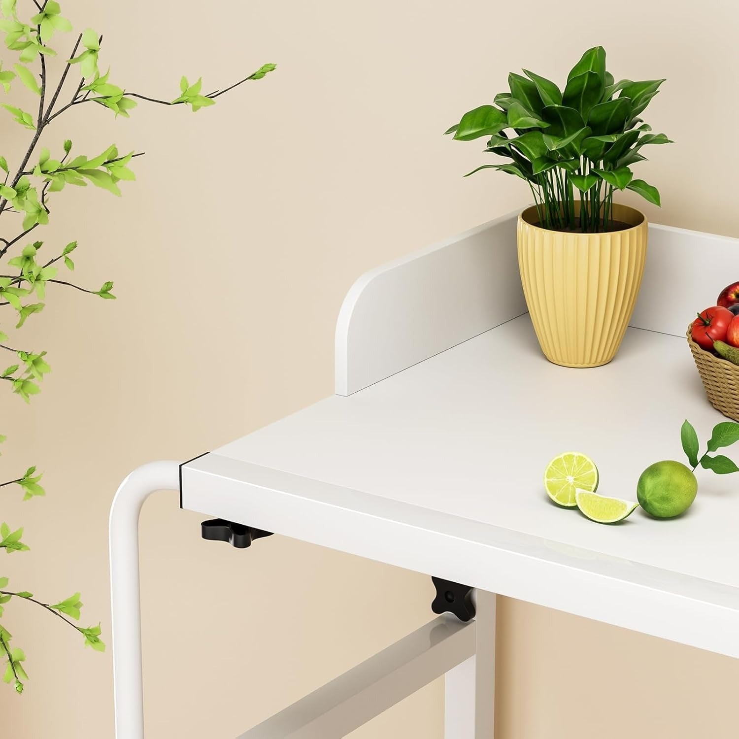 Adjustable 120Cm Overbed Table with Wheels - White