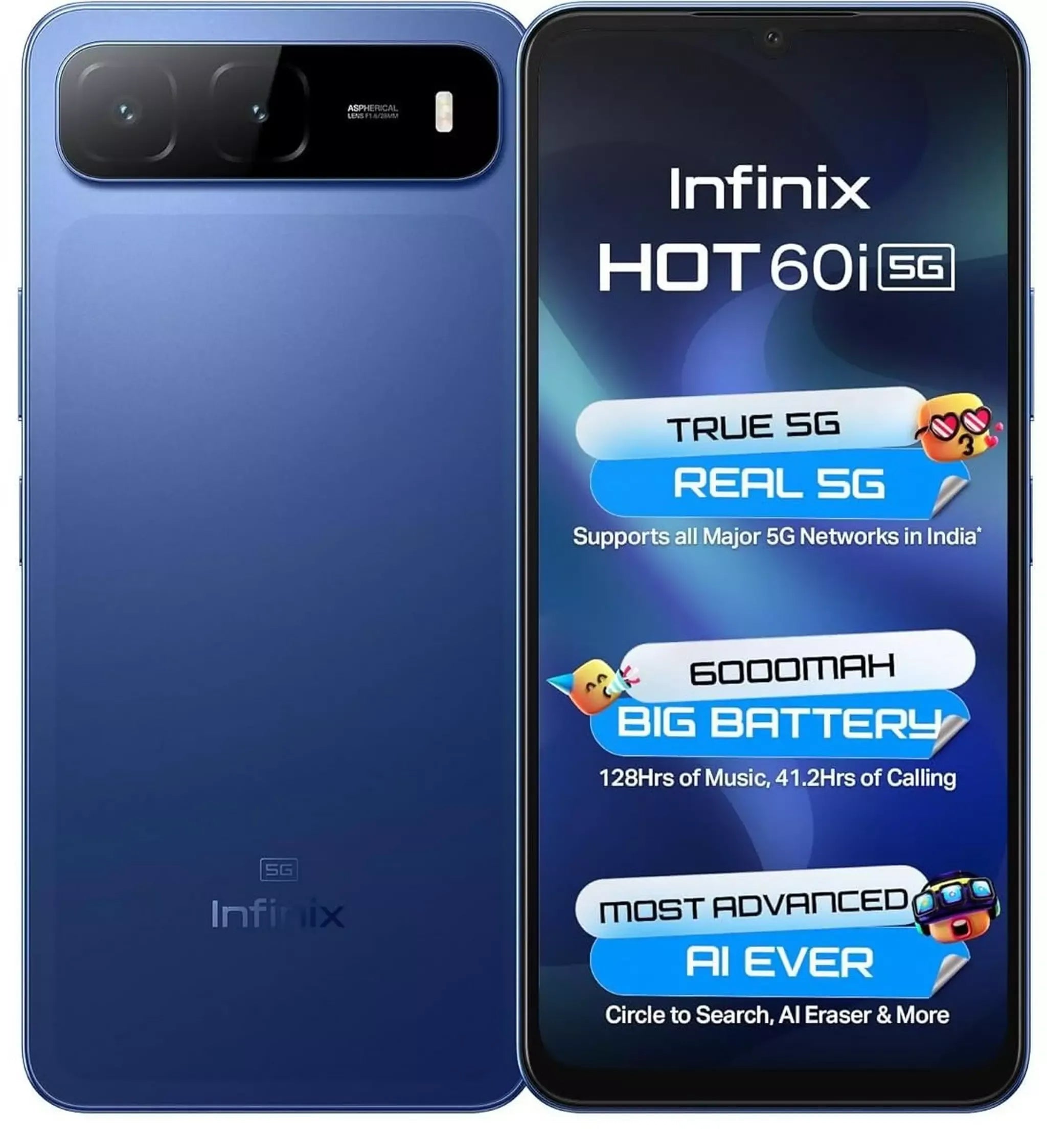 Infinix HOT 60i 5G, MediaTek Dimensity 6400, 4GB RAM, 128GB, 6.75