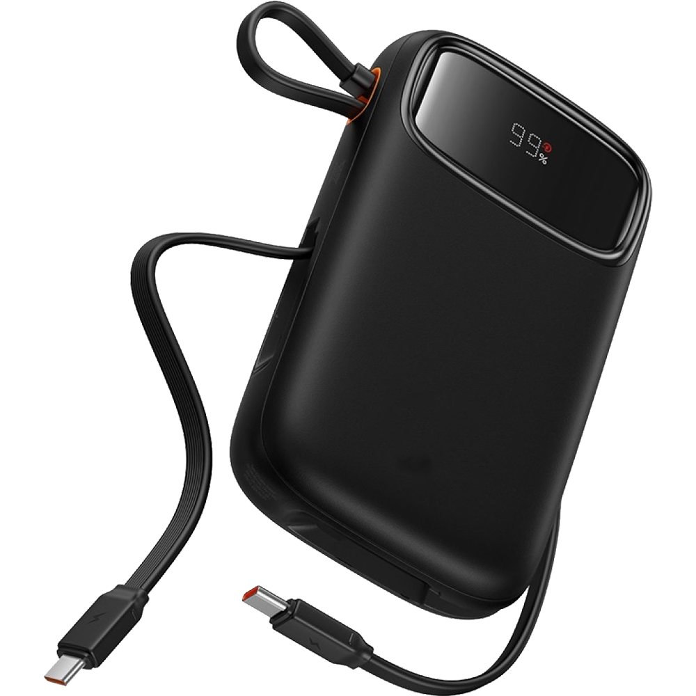 Baseus EnerFill FC31 Qpow3 Digital Display Power Bank with 2 Built-in USB-C Cables 10000mAh 45W (Cosmic Black)