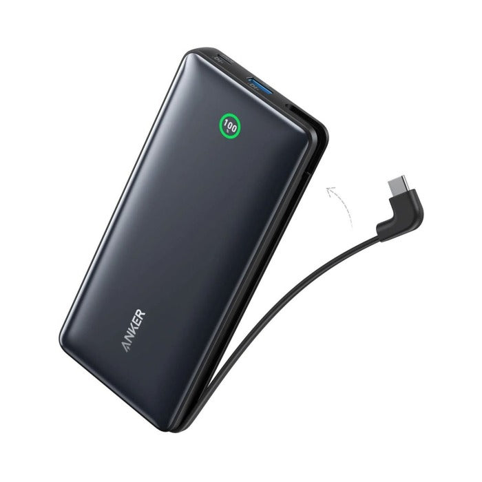 Anker Nano Power Bank 20Kmah 30W Built-In USB-C Cable-Black
