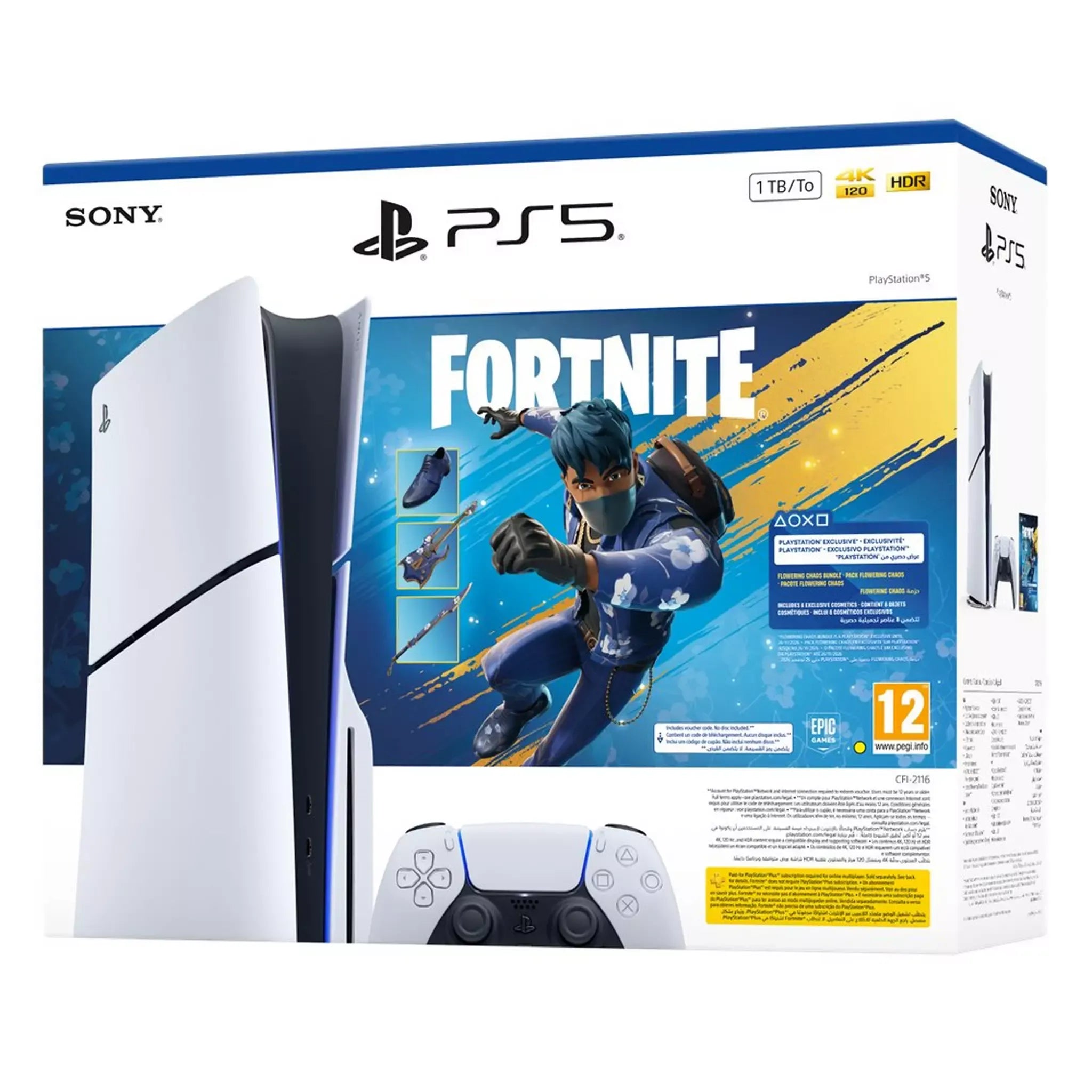 Sony PlayStation 5 Slim Console Disk Fortnite Flowering Chaos Voucher Bundle