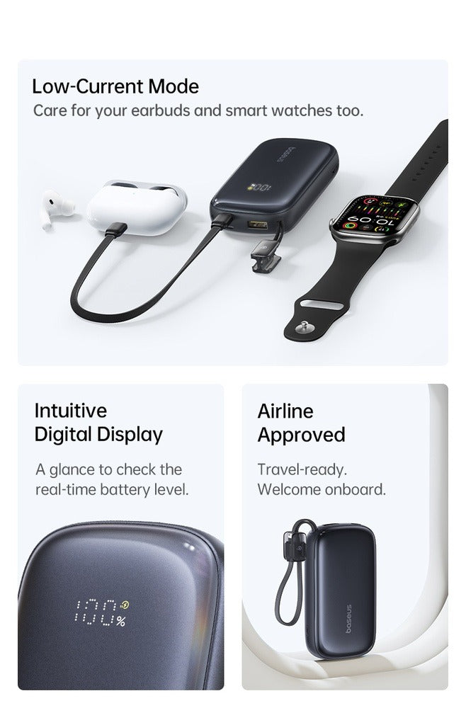 Baseus EnerFill FC21 Qpow3 Ultra Digital Display Power Bank with Detachable Cable