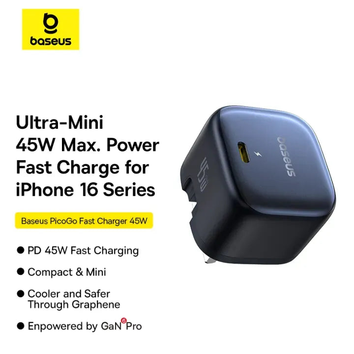 Baseus PicoGo AE11 GaN Fast Charger 1C 45W - Cosmic Black