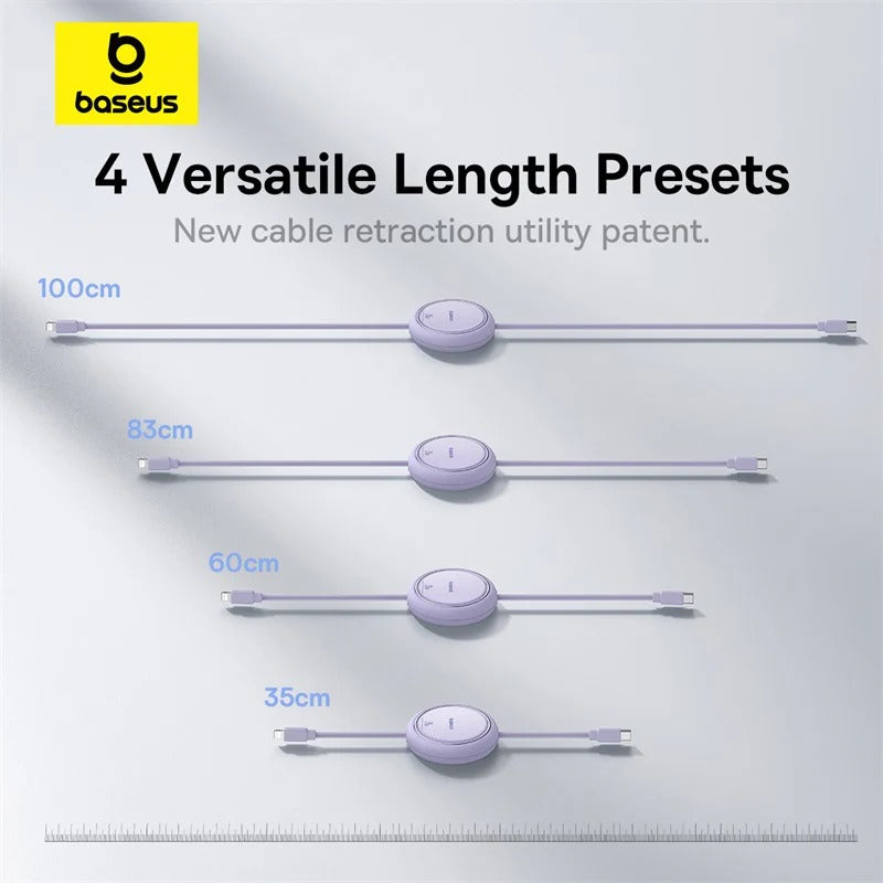 Baseus Free2Pull 1m USB-C to Lightning 20W Retractable Cable – Purple