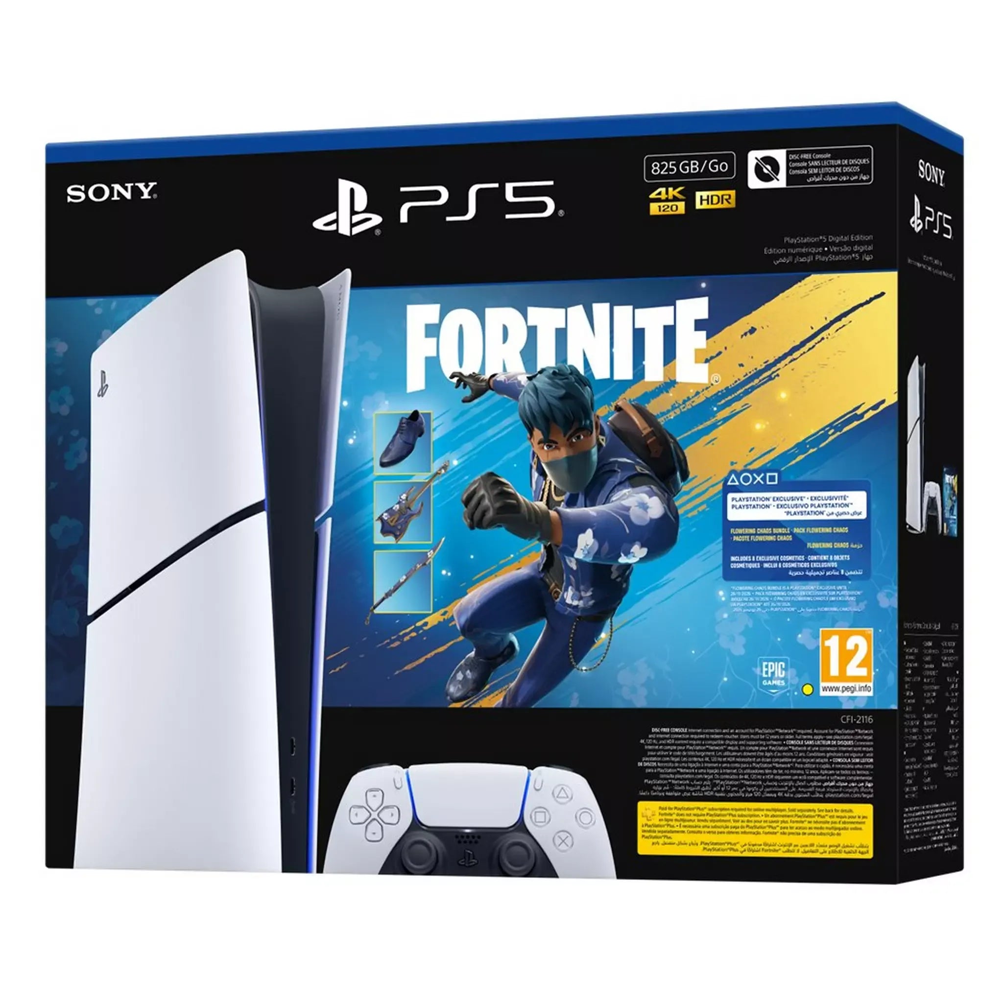 Sony PlayStation 5 Slim Console Digital Fortnite Flowering Chaos Voucher Bundle