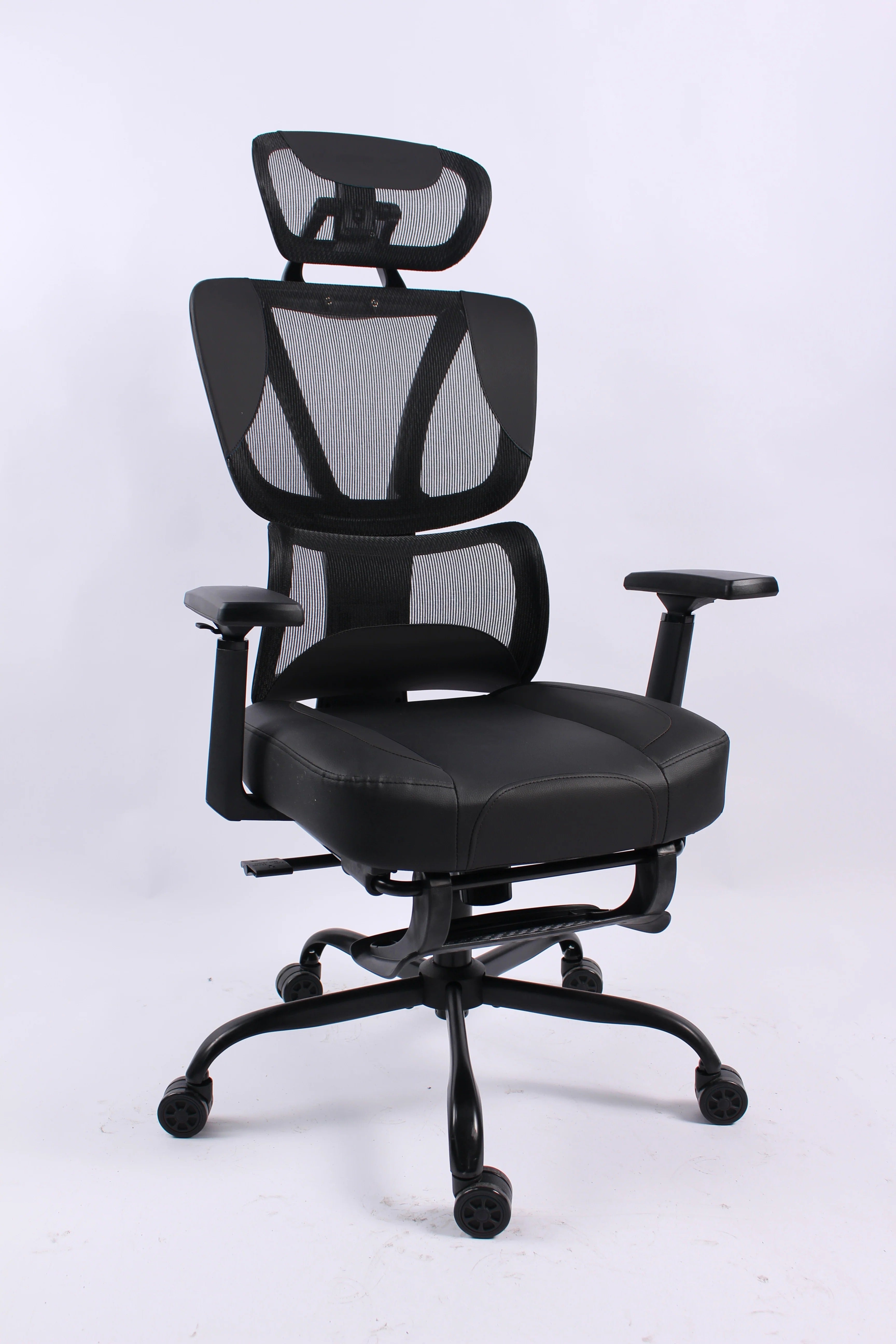 Black Bull Mesh Office And Gaming Chair With Footrest - Black