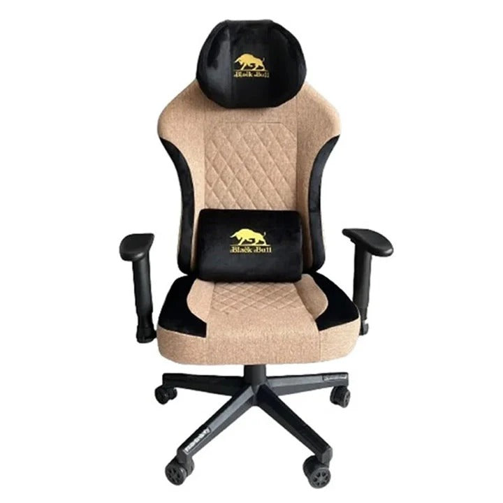 Gaming Chair  With Molded Headrest Up & Down - Fabric , Black/Brown by Black Bull