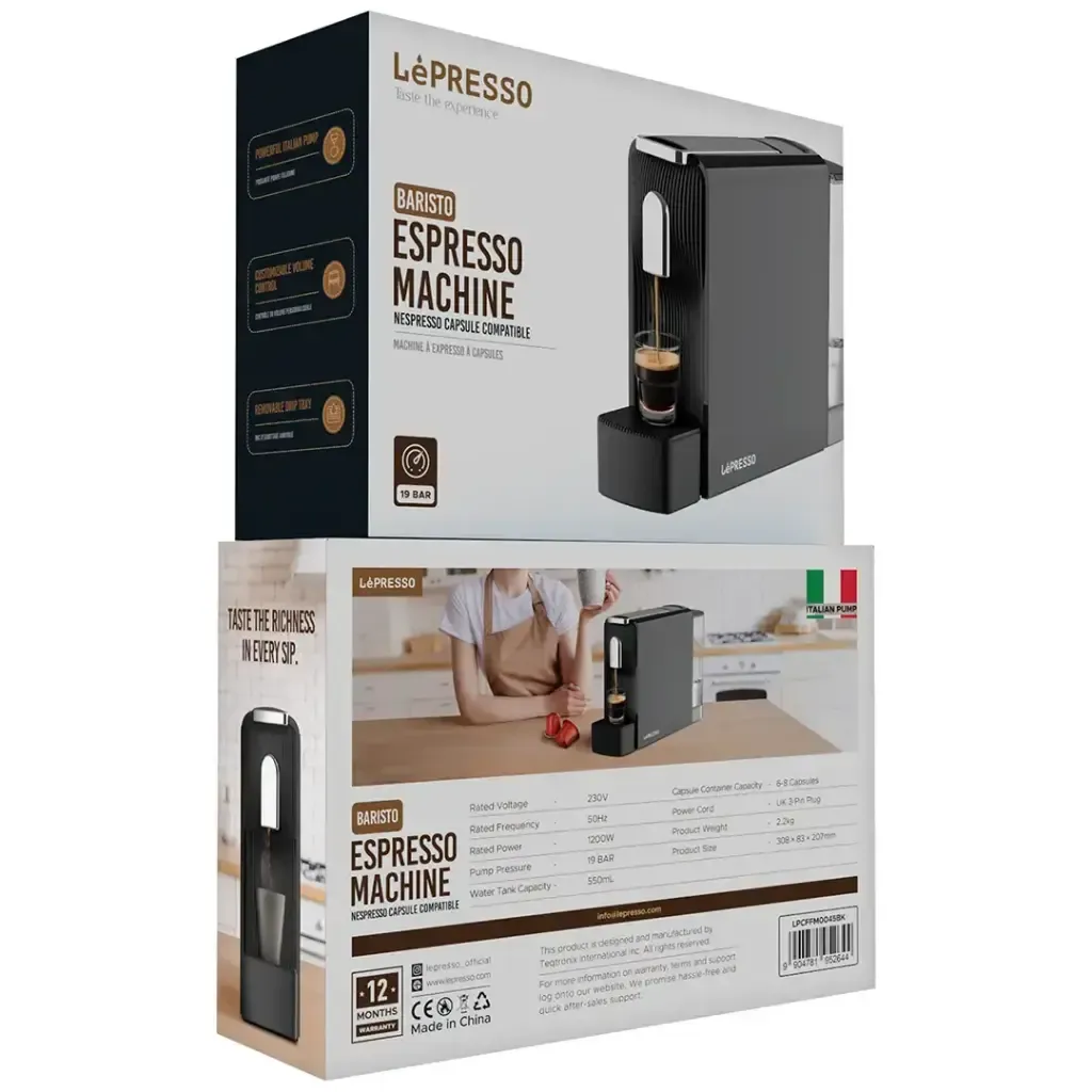Lepresso Baristo Espresso Machine Nespresso Capsule Compatile -Black