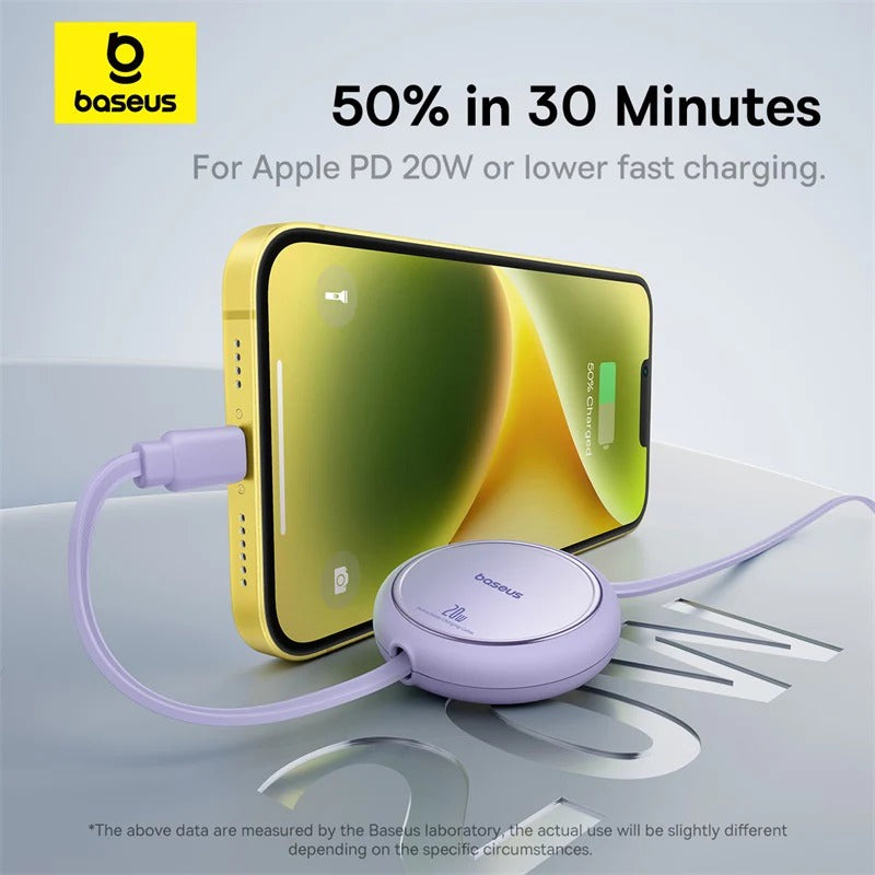 Baseus Free2Pull 1m USB-C to Lightning 20W Retractable Cable – Purple