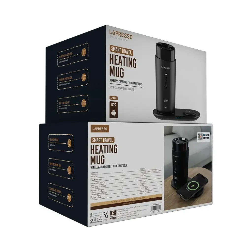 LePresso Smart Travel Heating Mug Black