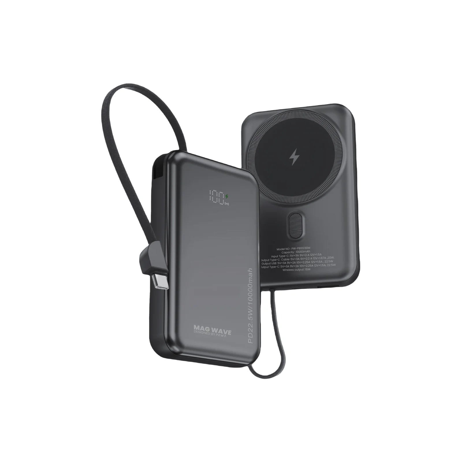 Pawa Magwave Magsafe Powerbank with 10000mah capacity - Black
