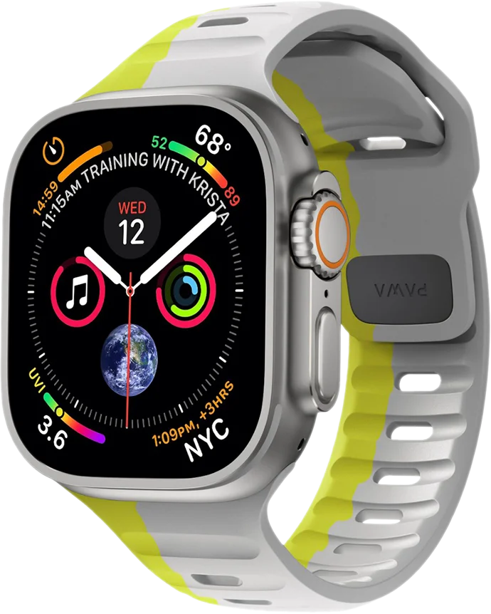 Pawa Lagos Limited Edition Premium Soft Silicon Strap 45/49MM - Grey/Yellow