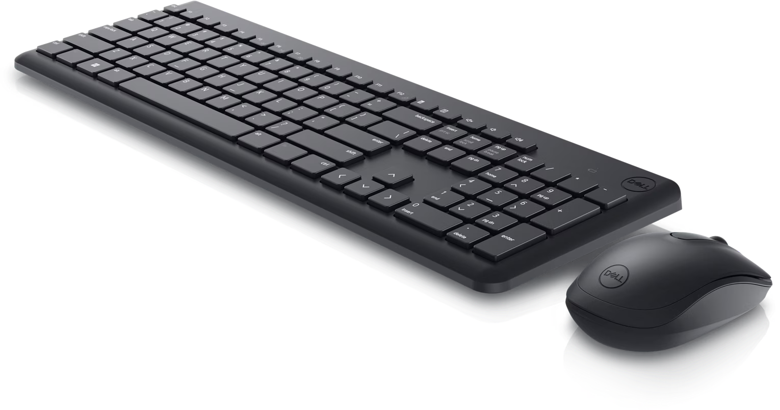 Dell Km3322W Wireless Keyboard And Mouse - 2.40Ghz / Optical / 1000Dpi / Wireless /Black / Arabic/English Keys - مجموعة لوحة مفاتيح وماوس 