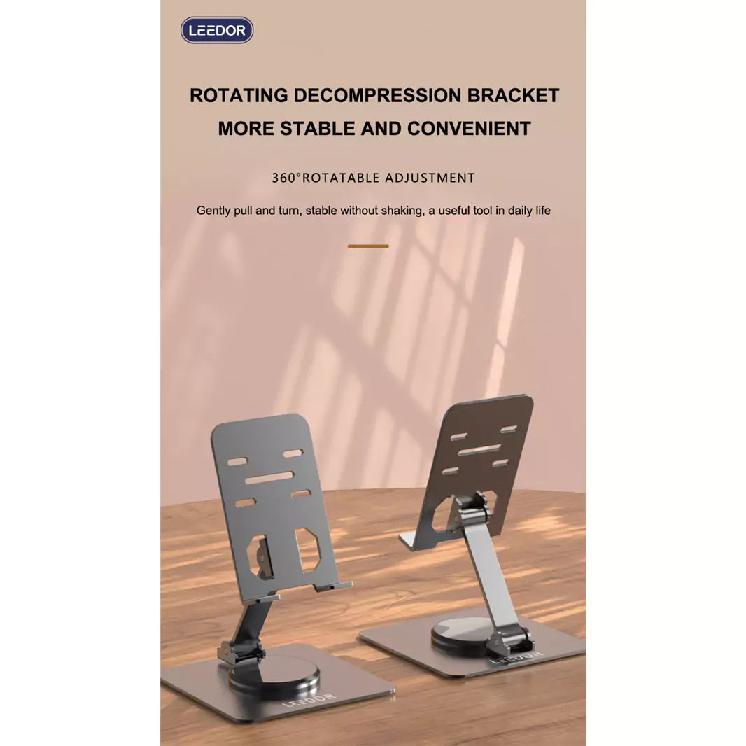 LEEDOR Aluminum alloy folding stand desktop rotatable mobile phone tablet stand