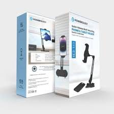 Powerology Quick-Release Multi-Mounting Phone & Tablet Holder Suction & Desk Base Black