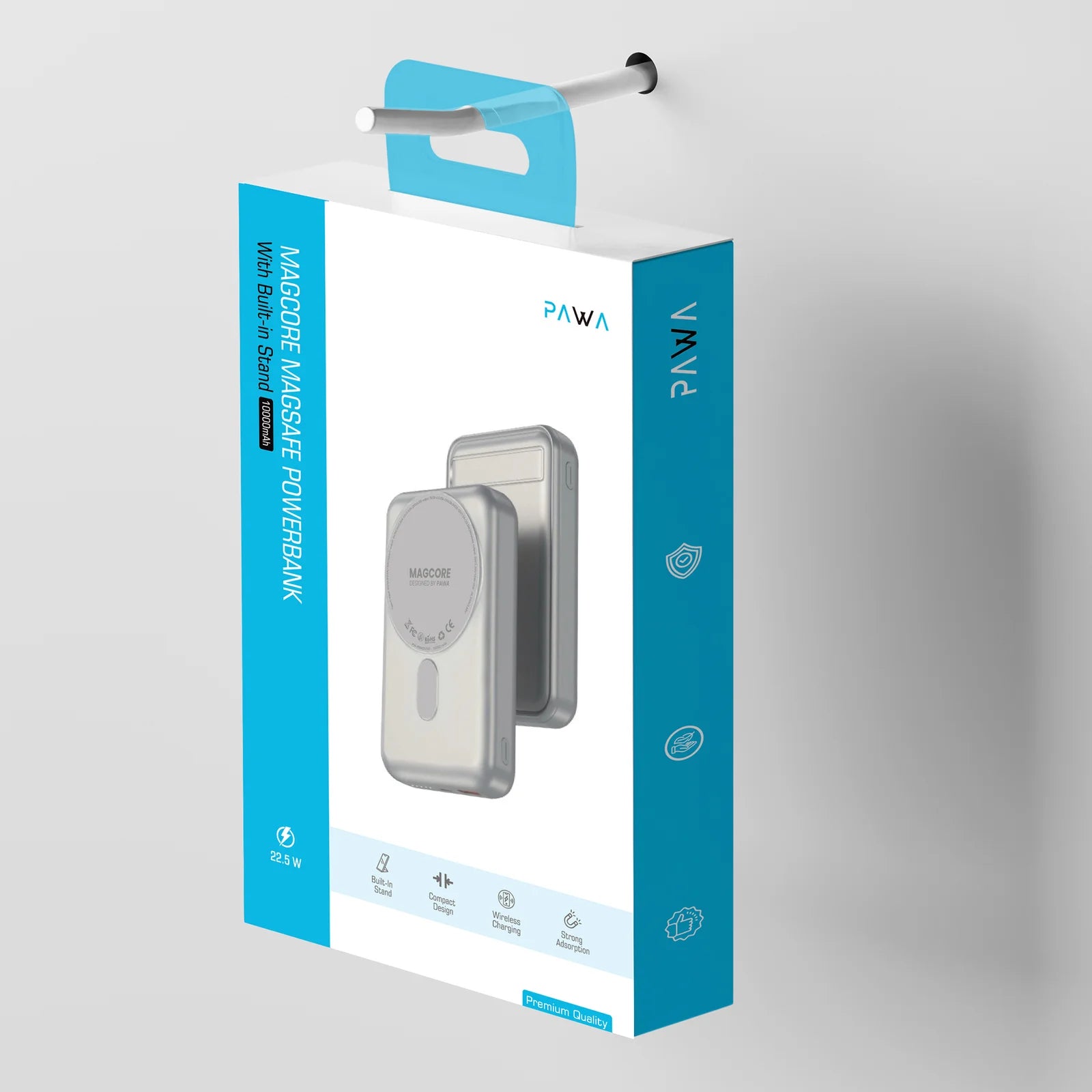 Pawa Magcore Magsafe PD22.5W Powerbank with Built in stand - Titanium