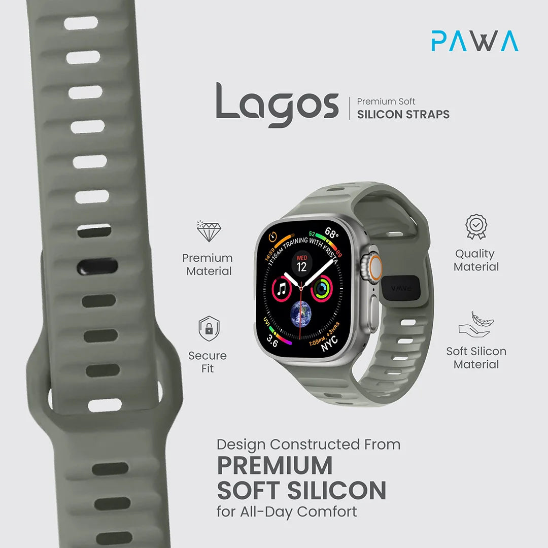 Pawa Lagos Premium Soft Silicon Strap 45/49MM - Coastal Green