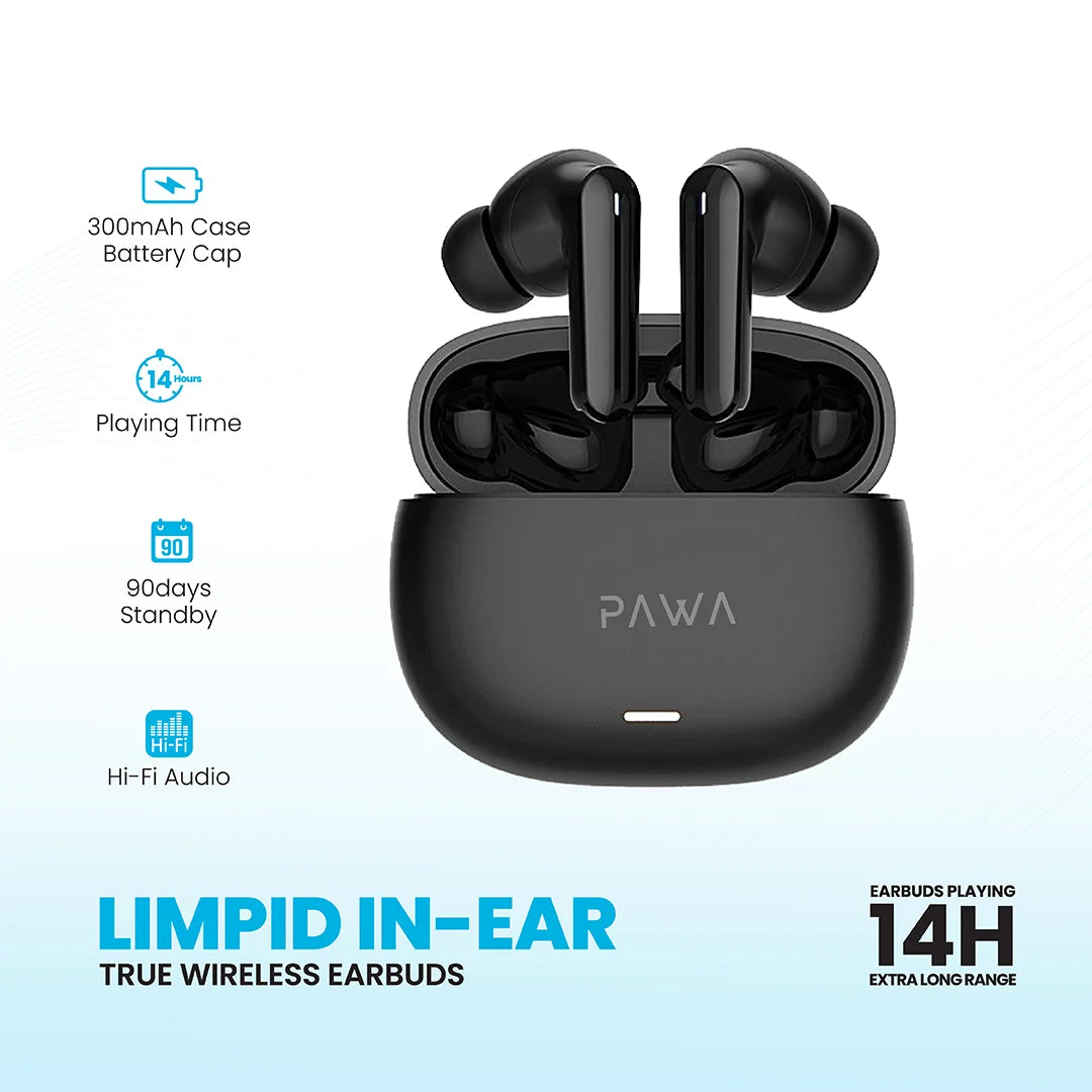 Pawa Limpid In-Ear True Wireless Earbuds.-Black