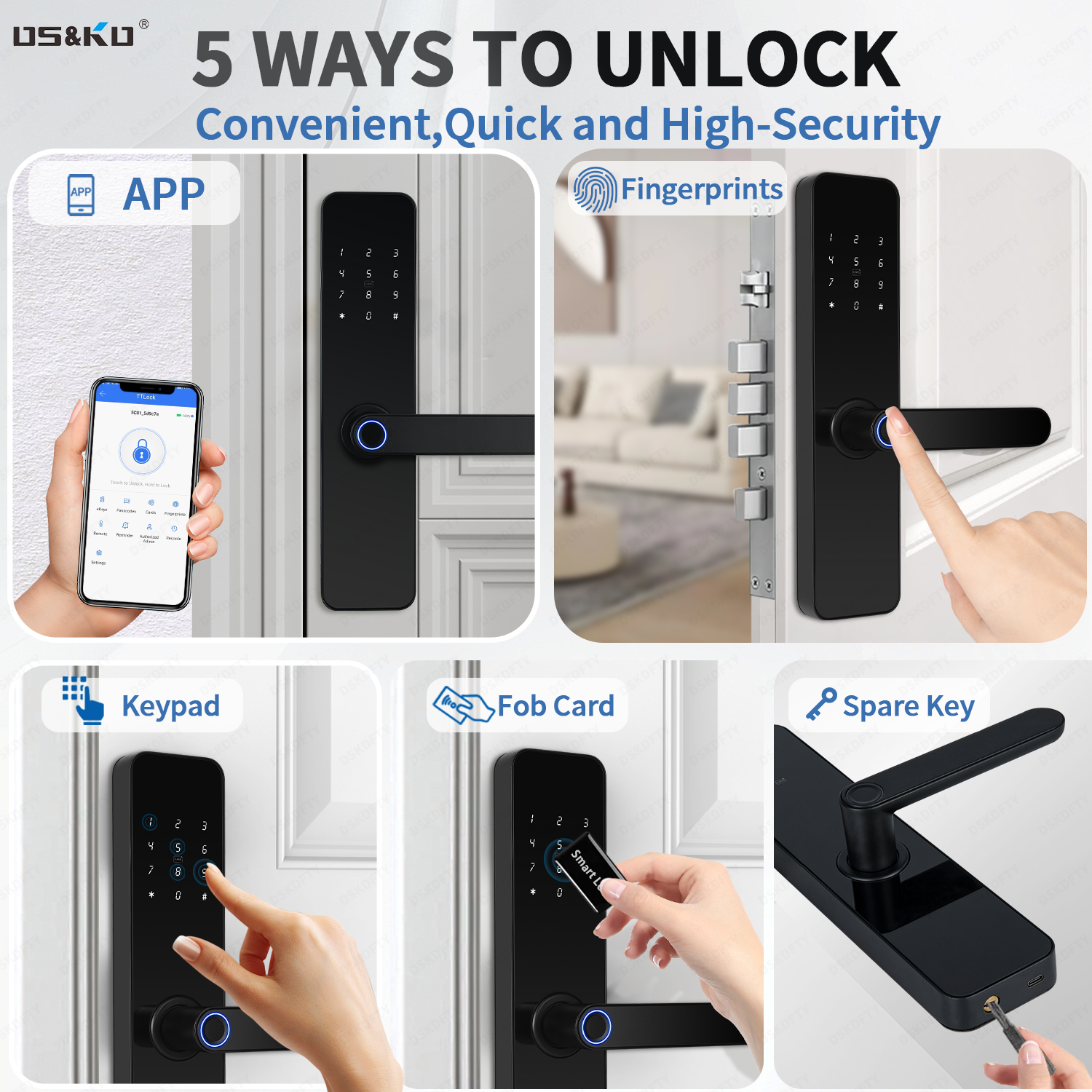 TTLock Smart Wooden Door Lock | 5 Unlock Methods | Kuwait 4585 Compatible