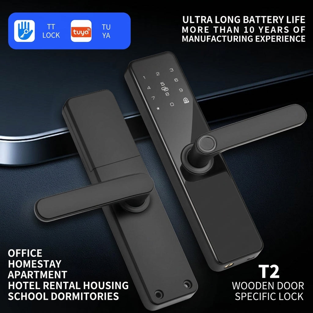 TTLock Smart Wooden Door Lock | 5 Unlock Methods | Kuwait 4585 Compatible
