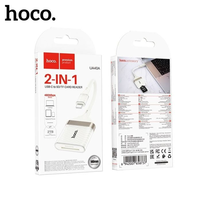 Hoco UA40A Crystal Type-C 2-In-1 Card Reader