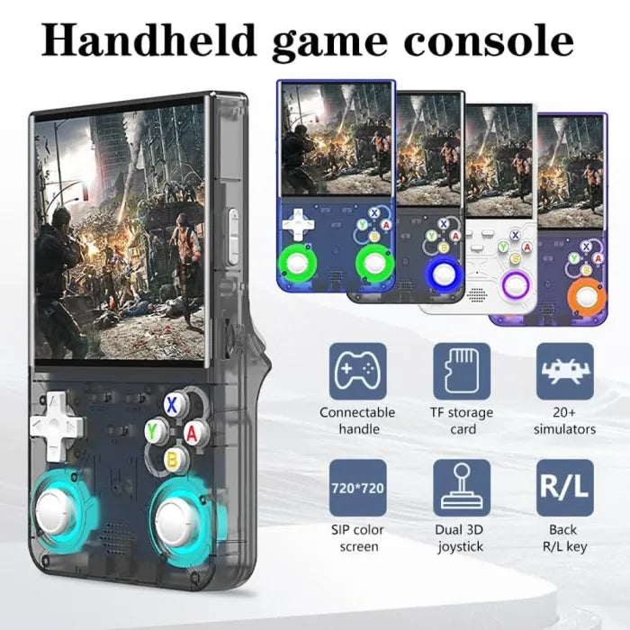 R36 Ultra Retro Handheld Game Console with 64GB - Transparent Black