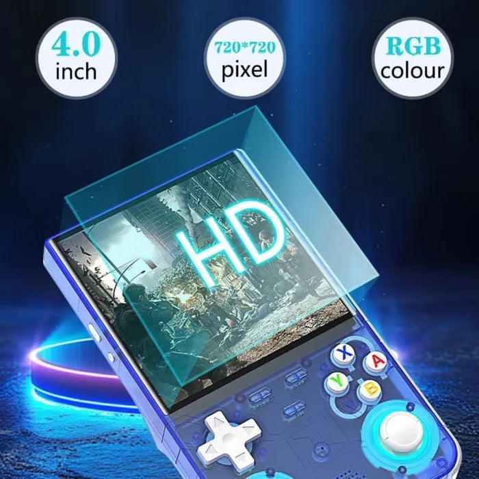 R36 Ultra Retro Handheld Game Console with 64GB - Transparent Blue